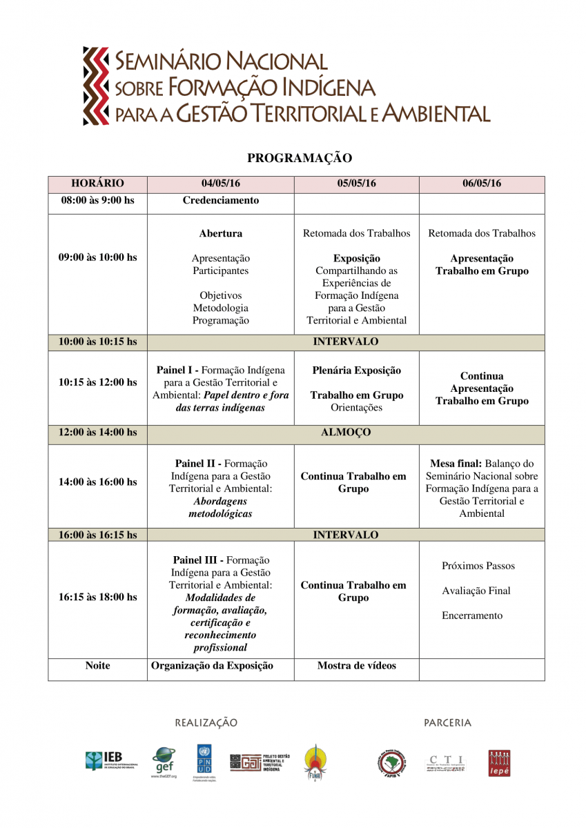 Seminário discutirá formação indígena para a gestão territorial e ambiental